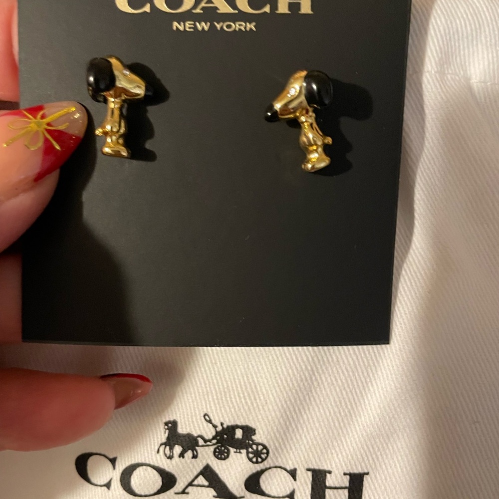 Coach Gold and Black Snoopy Stud Earrings